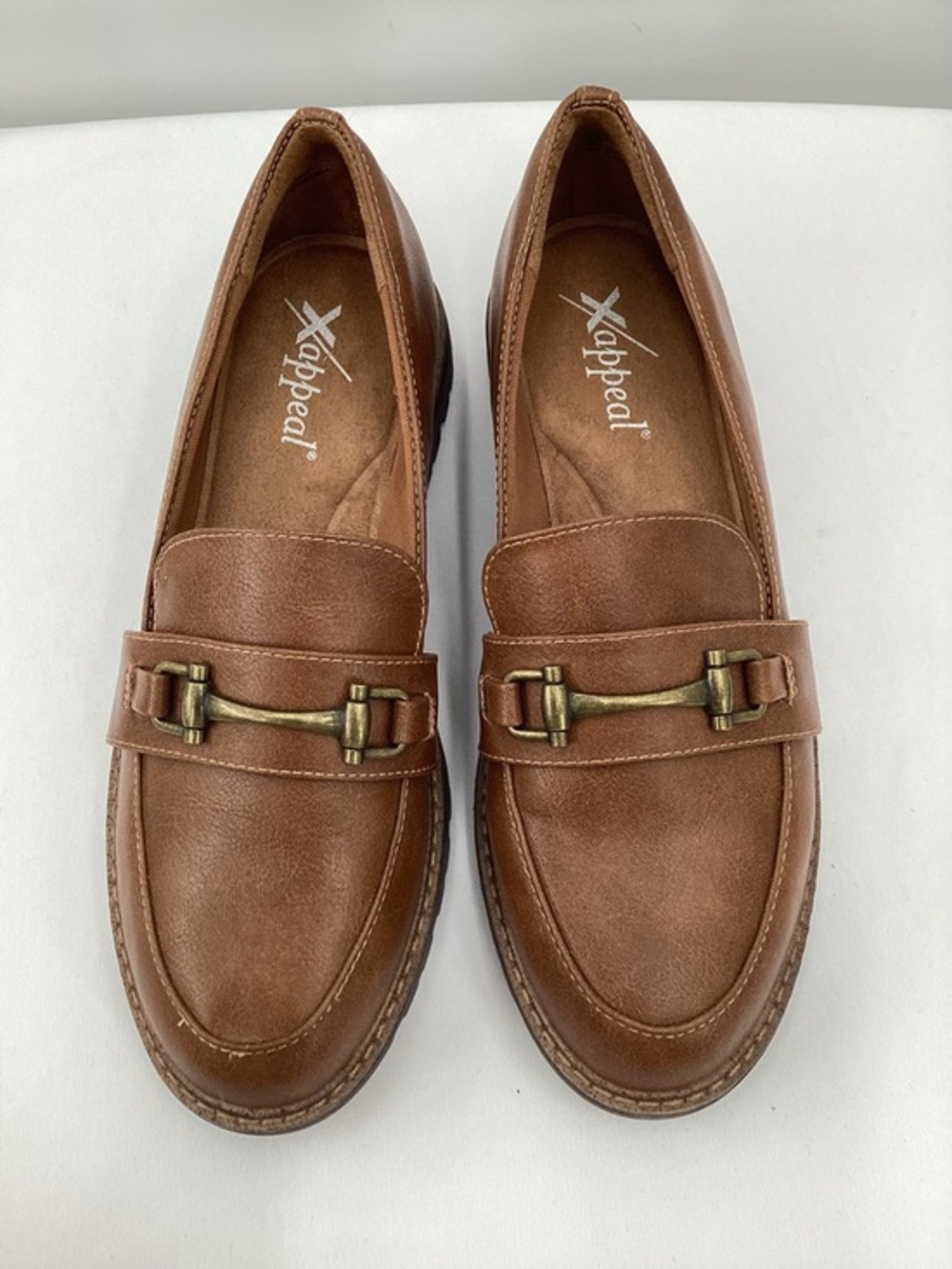 Xappeal Brown Moccasin Loafers with Gold-Tone Bit